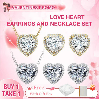 🎉BUY 1 GET 1 FREE🎁Heart-Shaped Crystal Necklace & Earring Set