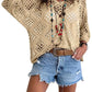 🔥Hot Sale-Women's Boho Crochet Tops V Neck Hollow Out Knit Shirts