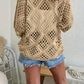 🔥Hot Sale-Women's Boho Crochet Tops V Neck Hollow Out Knit Shirts