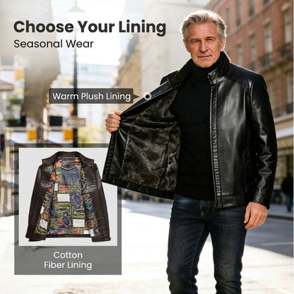 🎁New arrival 50% OFF💥Men’s Warm Plush Lining Leather Jacket Coat🔥