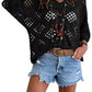 🔥Hot Sale-Women's Boho Crochet Tops V Neck Hollow Out Knit Shirts