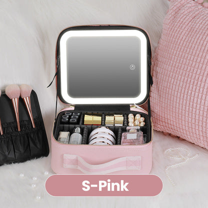 🌸 50 % RABATT NU! 🌸 LED-sminkväska med spegel – allt-i-ett för smink, resa & touch-ups, perfekt present 🎁
