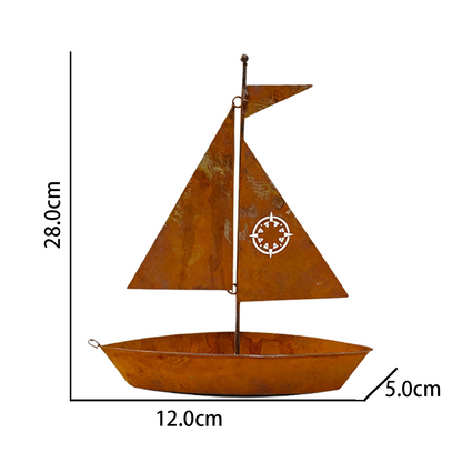 🎁 Köp 3 – få 1 present gratis! Rustik Planteringskruka i Metall – Segelbåt Design