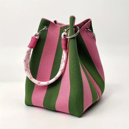 ⏳Begränsat erbjudande 50% rabatt⏰Randig Stickad Hinkväska👜