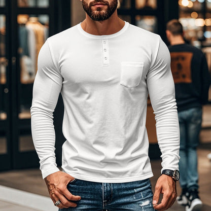 😎BUY MORE SAVE MORE🔥Men’s Slim Fit Henley Long Sleeve T-Shirt