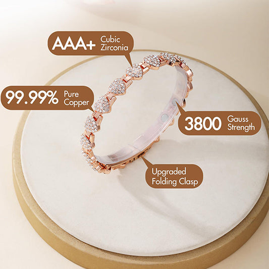 ⏳Limited-time 50% off⏰Women's Dazzling Heart-Shaped Magnetic Copper Bracelets