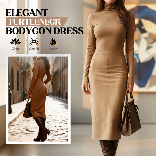 🎁Meet Christmas 50% OFF🎄|Elegant Turtleneck Long-Sleeve Bodycon Dress