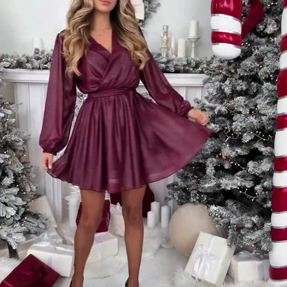 🎁Meet Christmas 50% OFF🎄|Women’s Elegant V-Neck Tie-Waist Mini Dress