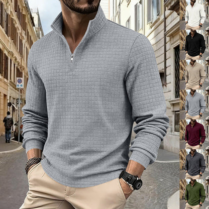 🔥Men's Quarter-Zip Jacquard Pullover Sweatshirt