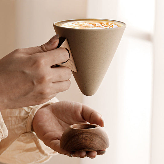 🔥New Year's Special Offer:50% OFF🎉Vintage Coffee Mug with Wooden Handle & Saucer