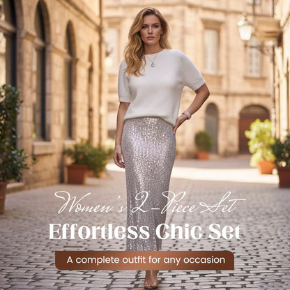 🎁2026 New Arrivals 50% OFF💥Women’s Knit Top and Sequin Skirt 2-Piece Set💕