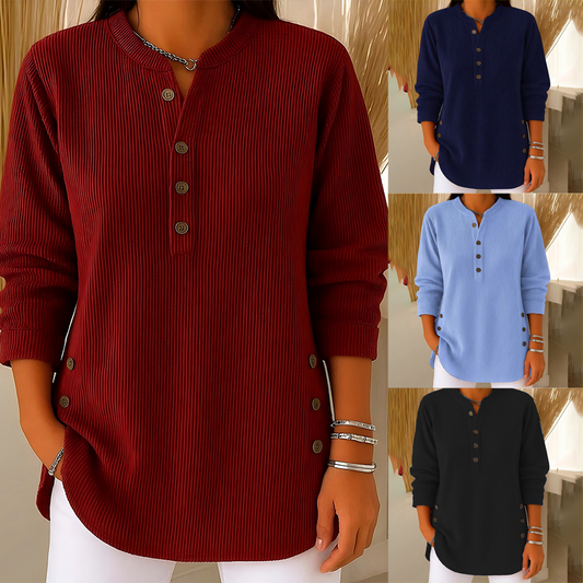🔥New Year's Special Offer:50% OFF🎉Women's Button-Up Corduroy Henley Tops