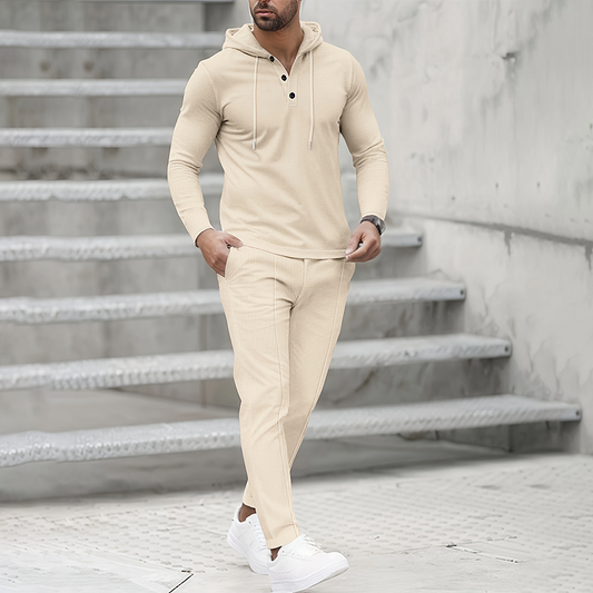 🎁2026 New Arrivals 50% OFF💥Men's Solid Color Hoodie Tracksuit 2-Piece Set