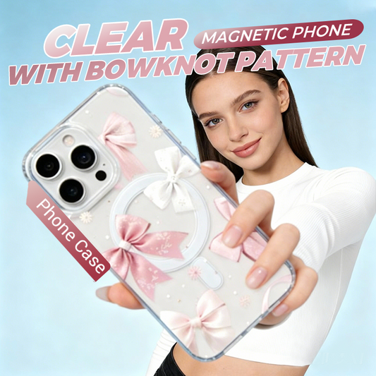 🔥 Hot Sale 🔥Clear Magnetic Phone Case with Bowknot Pattern📱
