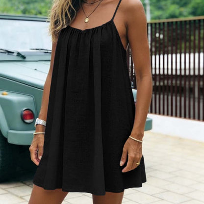 👗 50% RABATT! ☀️ Somrig ryggfri spaghettibandad miniklänning – Lätt & ledig – Perfekt för stranden, festivaler eller varma sommardagar – sval och lekfull design 🌊✨