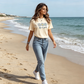 ✨50% RABATT! ✨”🌼Livet är härligt😊” T-shirt med tusensköna-motiv