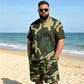 👕 50% RABATT NU!🔥 Herr Camouflage Set – T-shirt & Shorts – Andningsbar & Avslappnad Outfit 🌿