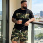 👕 50% RABATT NU!🔥 Herr Camouflage Set – T-shirt & Shorts – Andningsbar & Avslappnad Outfit 🌿