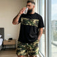 👕 50% RABATT NU!🔥 Herr Camouflage Set – T-shirt & Shorts – Andningsbar & Avslappnad Outfit 🌿