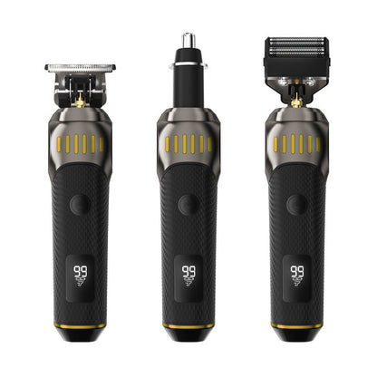 🌞VÅRREA 50% RABATT!🧔Luxe 3-i-1 professionell vårdset för män - T-skärmaskin, folieklippare & näsborstrimmer - Med LED-display & USB-laddbar