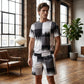 ⏰🔥BEGRÄNSAD TID: 60 % RABATT! 👕🩳 Set med T-shirt och shorts för män med abstrakt tryck – snyggt, bekvämt och perfekt för sommaren ✨☀️