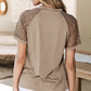 ✨ Women's patchwork kortärmad topp – bekväm rund hals 👚