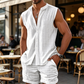 👕 TIDBEGRÄNSAD 50% RABATT! 🌴 Herrset med ärmlös topp och shorts – Strukturerat mönster, lätt, semesterklar ✨