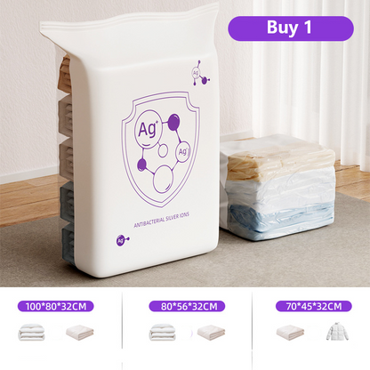 🎒✨🧳Storvaksumförvaringspåse med silverjoner och 3D-komprimeringsteknik – ingen manuell uppblåsning krävs, skyddar mot mögel och fukt