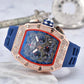 ⏳Begränsad tid 50 % Rabatt⏰Lyxbetonad herrklocka tunnformad modell strass diamanter⌚