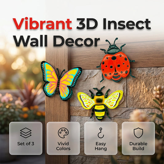 🐝 Tidsbegränsat erbjudande – 50% RABATT! ✨ 3D-insektsväggdekorationer – Bi, Fjäril, Nyckelpiga – Väderbeständig 🦋🐞