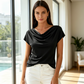 ⏰ 50 % RABATT – Endast under en begränsad tid ✨Damtop med vattenfallsringning ✨ Feminin stil & eleganta kapärmar
