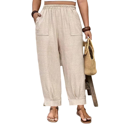 👖 Tidsbegränsat – 50% RABATT! ✨ Dam byxor med mudd vid ankeln – avslappnad passform, resår i midjan, enfärgade 🍂