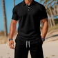 🌬️ Conjunto Masculino Casual 2 Peças Respirável – Polo + Shorts com Ajuste Confortável para o Verão