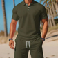 🌬️ Conjunto Masculino Casual 2 Peças Respirável – Polo + Shorts com Ajuste Confortável para o Verão