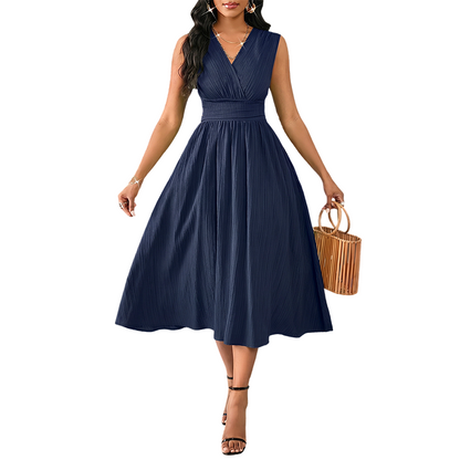 👗✨🦢 Elegant damklänning – ärmlös V-ringning