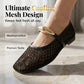 👡 50% RABATT NU! 🌬️ Kvinnors Mesh Mary Jane Flats – Andningsbar Ihålig Design, Metallic Guldtonad Accent & Slip-On – Sval & Chic För Sommaren ✨