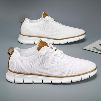 Herr andningsbara stickade skor – fly-knit, flexibel sula & modern hybridstil 👞🌬️