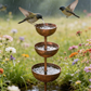 🐦🌿 3-nivå rustik fågelmatare med vattenskål – Markspett för stabil placering i trädgården!