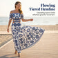 🌺 LIMITED-TIME 48% OFF! 💥 Women's Off-Shoulder Midi Dress – Daisy Print, Waist Cutout & Flattering Flowy Fit – Tropical Chic 💃
