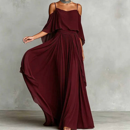 👗 50% RABATT! 💃 Cold shoulder maxiklänning – Elegant & flödande design – Framhäver axlarna, smickrande passform & mjukt fall – perfekt för fest, bröllop eller varma sommarkvällar 🌿✨