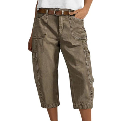👖 50% RABATT NU! 🌿 Damcargo-capris med avslappnad passform – Rymliga nyttofickor, andningsbart tyg & bekväm silhuett✨
