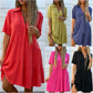 👗 50% RABATT NU! ✨ Solid Färg Komfort Kavaj Knapp Klänning – A-linje & Bomull/Linne – Perfekt för Dagligt Bruk 🌸