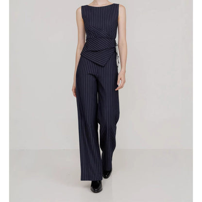 🔥50% RABATT på utvalda produkter🎉Dam Randig Omlottlinning Jumpsuit