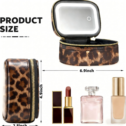 Travel Makeup Case with LED Lighted Mirror