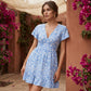 Women's Summer Floral V-Neck Ruffle Dress