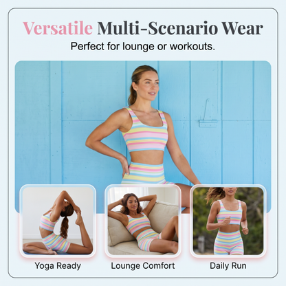 🌸 40% RABATT NU! 🌸Dam Regnbågsrandig Linne & Shorts Set