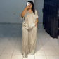 Women’s Striped 2-Piece Set Top & Wide Leg Pants